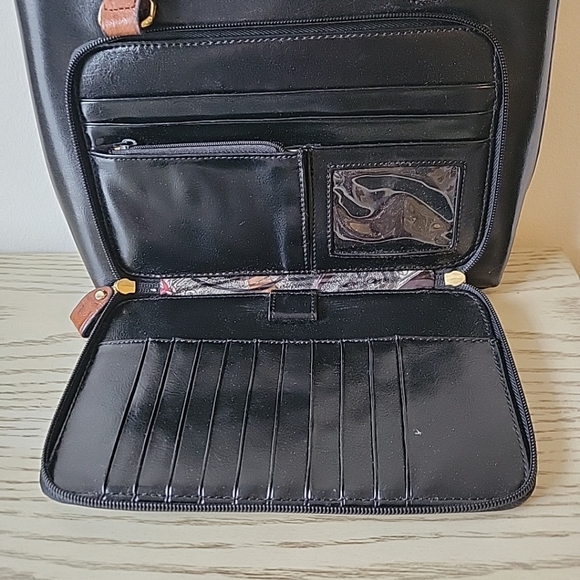 VINTAGE BELLE ROSE HAND PAGE PURSE WITH BUILT IN WALLET/ORGANIZER 11.5" X 8.5" - Picture 7 of 11